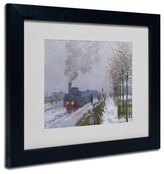 'Train In the Snow' Matted Framed Canvas Art by Claude Monet