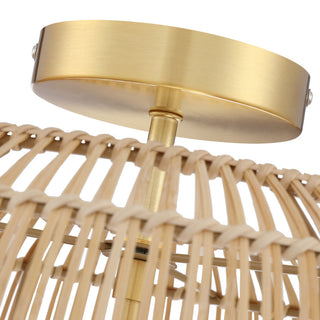 Bohemian Rattan Semi-Flush Mount Ceiling Light, 16'' W-3 Lights