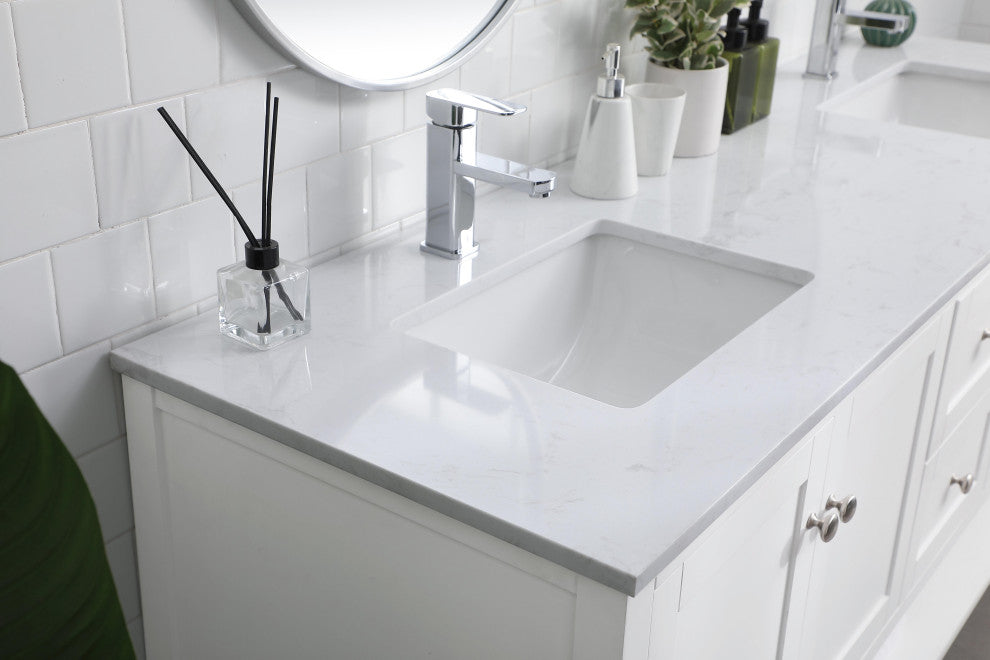 72" Double Bathroom Vanity, White