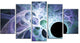 Light Blue Fractal Angel Wings, Contemporary Wall Art Canvas, 60"x32", 5 Panels