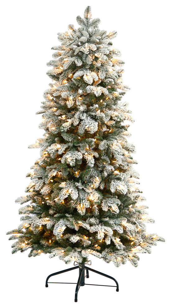 5'' Flocked North Carolina Fir Artificial Christmas Tree, 350 Warm White Lights