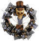24" Halloween Skull, Plaid Mesh Wreath
