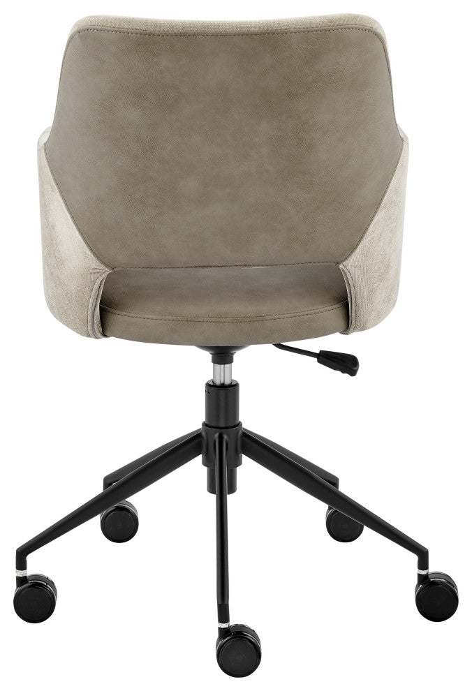 Darcie Office Chair, Light Taupe Fabric, Light Gray Leatherette and Black Base