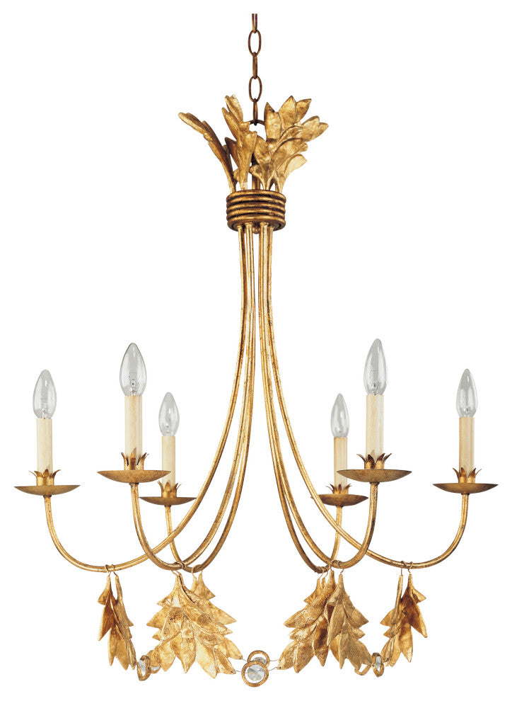 6-Light Distressed Gold 30"D Sweet Olive Chandelier