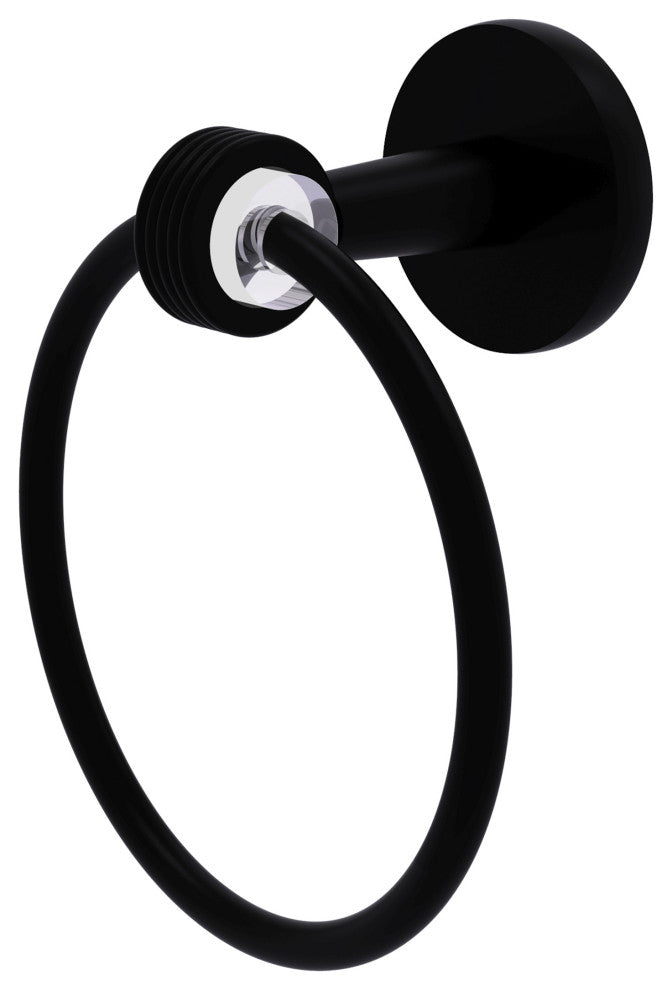 Clearview Towel Ring with Groovy Accents, Matte Black