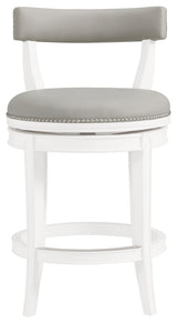 Hanover Swivel Bar Stool, White and Gray, Counter Height