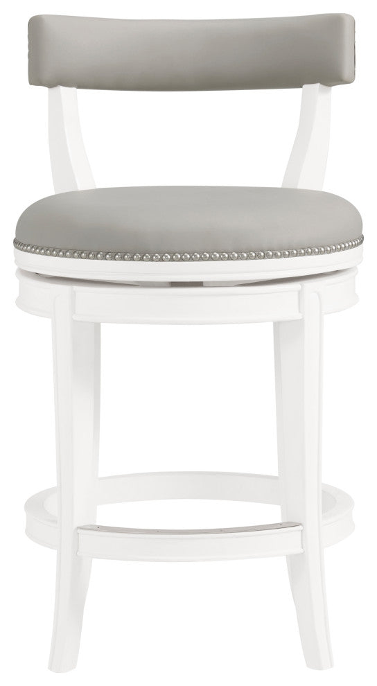 Hanover Swivel Bar Stool, White and Gray, Counter Height