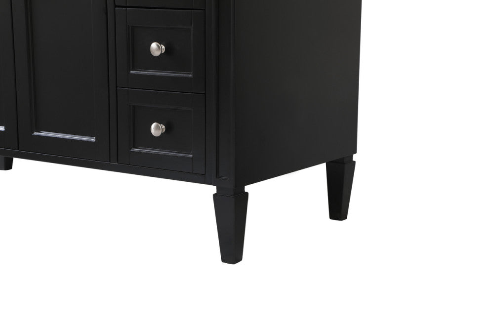Home Living Vanity with Carrara White Marble Countertop, Black, 48", Single Sink
