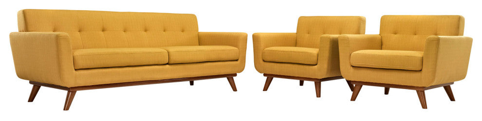 Modern Citrus Engage Armchairs and Sofa, 3-Piece Set