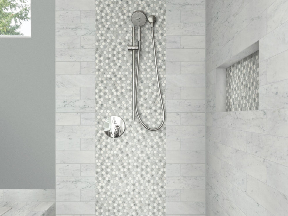 Shaw CS29Z Chateau Penny Round Mosaic - 11-5/16" x 12" Circle - Bianco Carrara