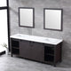 Marsyas 80" Brown Double Vanity Cabinet Quartz Top Sinks, 30" Wall Mirrors