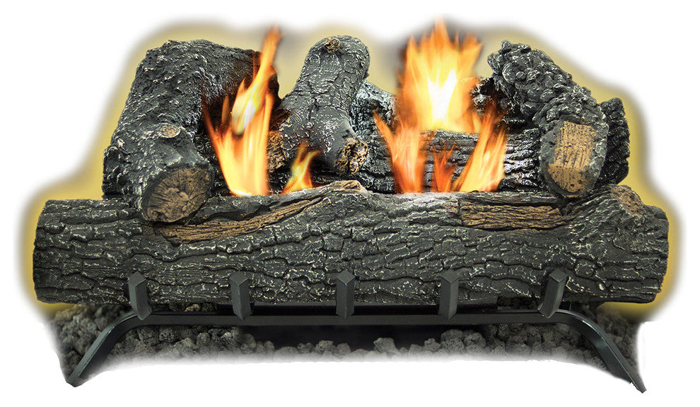 Comfort Glow Vent Free Gas Log Insert, 6 Pcs 24" Dual Fuel, Thermostat