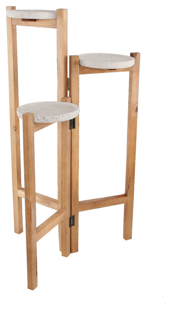 30"  Terrazzo Wood 3-Tired Planter Stand
