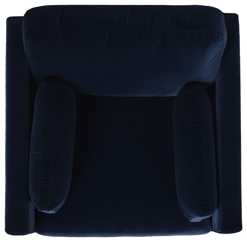 Knox 36" Modern Farmhouse Arm Chair, Dark Navy Blue Performance Velvet