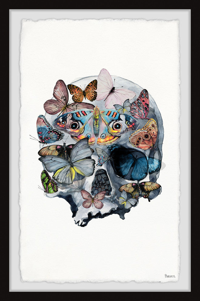 "Magnificent Butterfly Skull" Framed Painting Print, 12"x18"