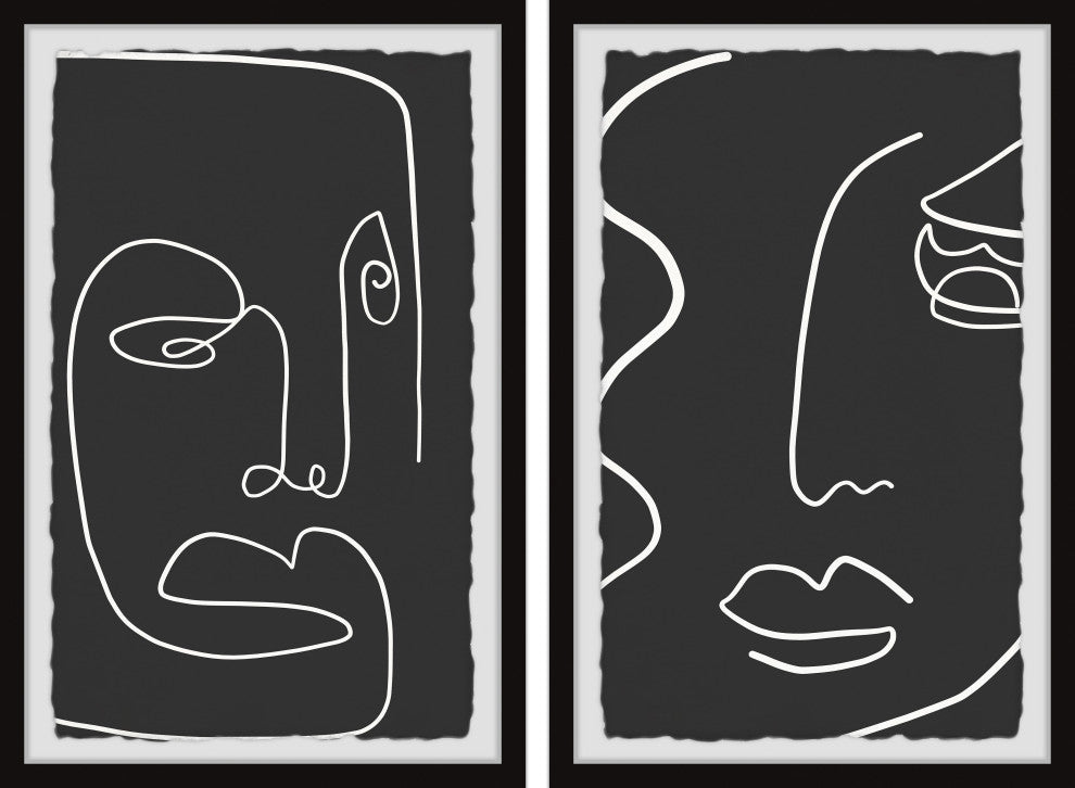 Dramatic Reactions Diptych, Set of 2, 20x30 Panels