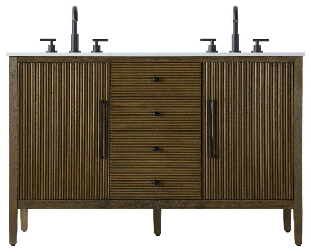 Home Living 54" Double Bathroom Vanity, Hazel Oak