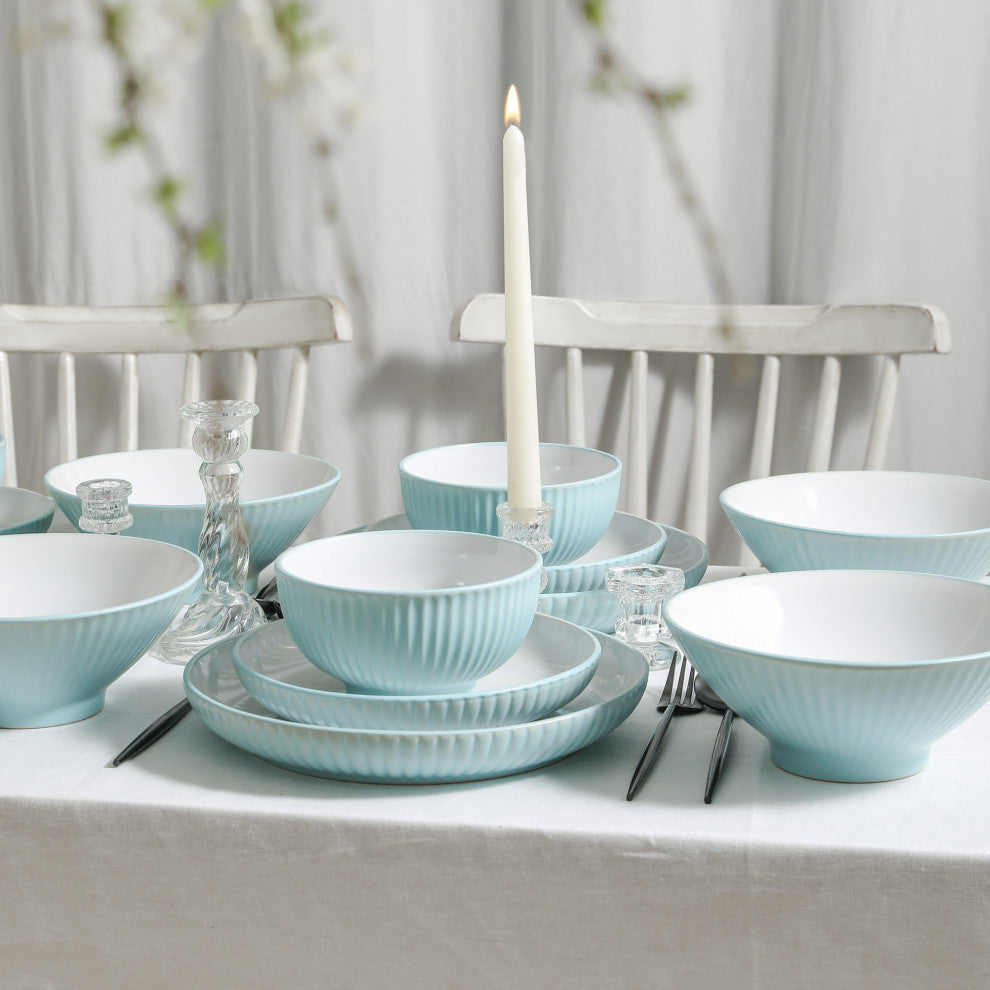 Christian Siriano Lustra Stoneware 32 Piece Dinnerware Set, Teal
