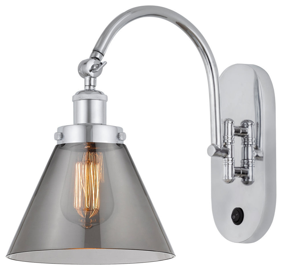 Cone Sconce, Polished Chrome, Plated Smoke, Plated Smoke