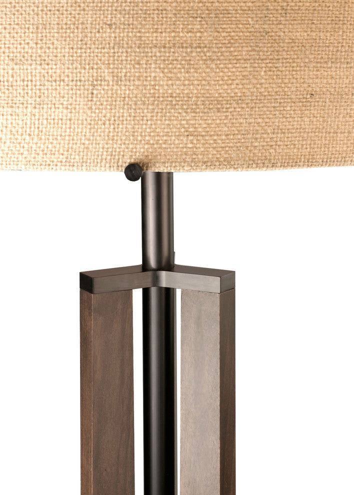 Forma - LED Floor Lamp - Burlap Shade, Oiled Walnut, Black Anodized Aluminum