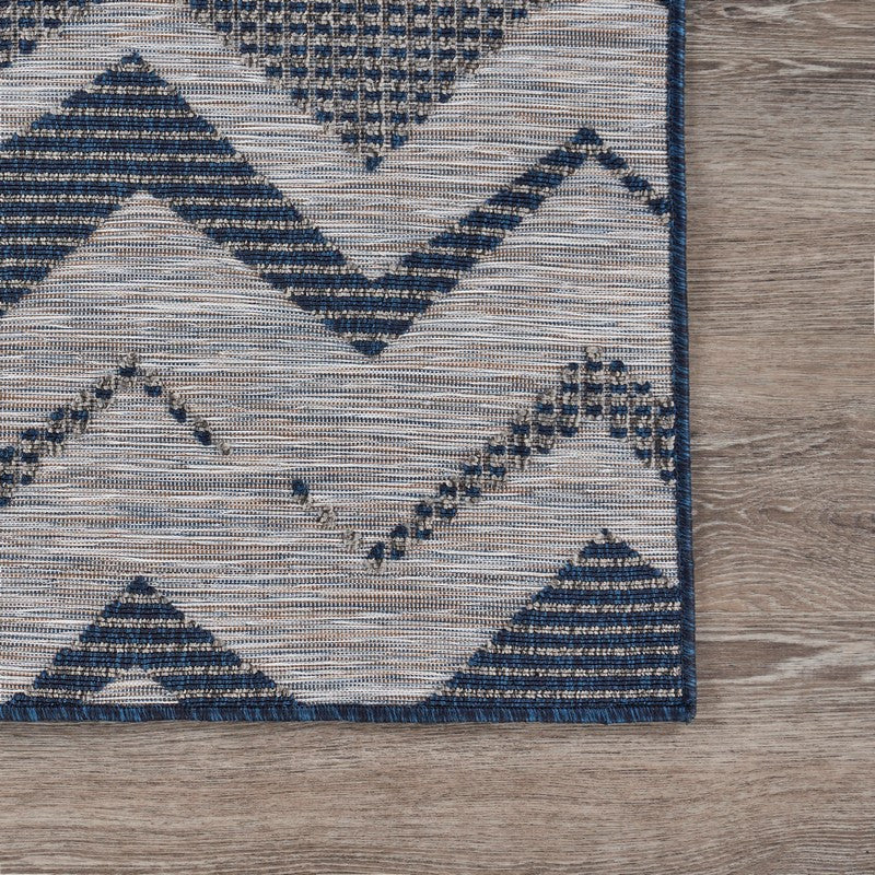 5" x 7" Navy Zig Zag Indoor Outdoor Area Rug