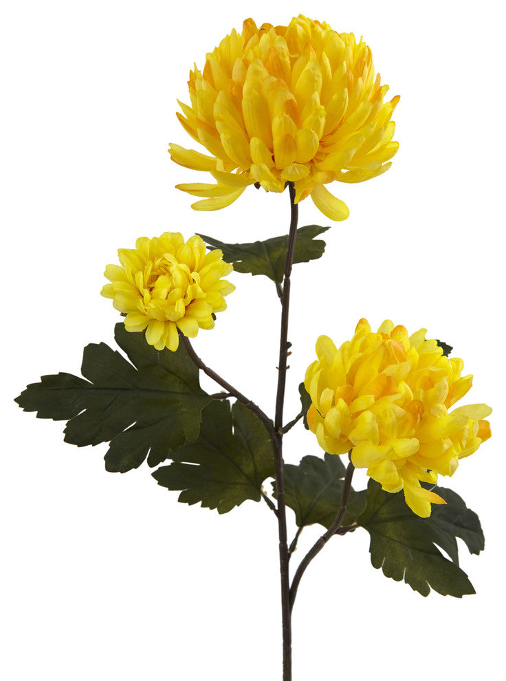 Nearly Natural 29" Chrysanthemum Artificial Flower, Set of 12, Yellow