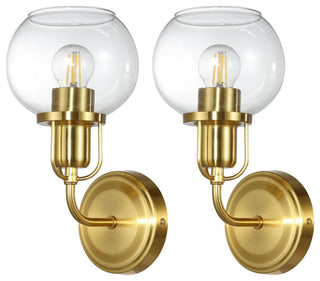 Safavieh Huron Wall Sconce Set of 2 Satin Brass/Clear