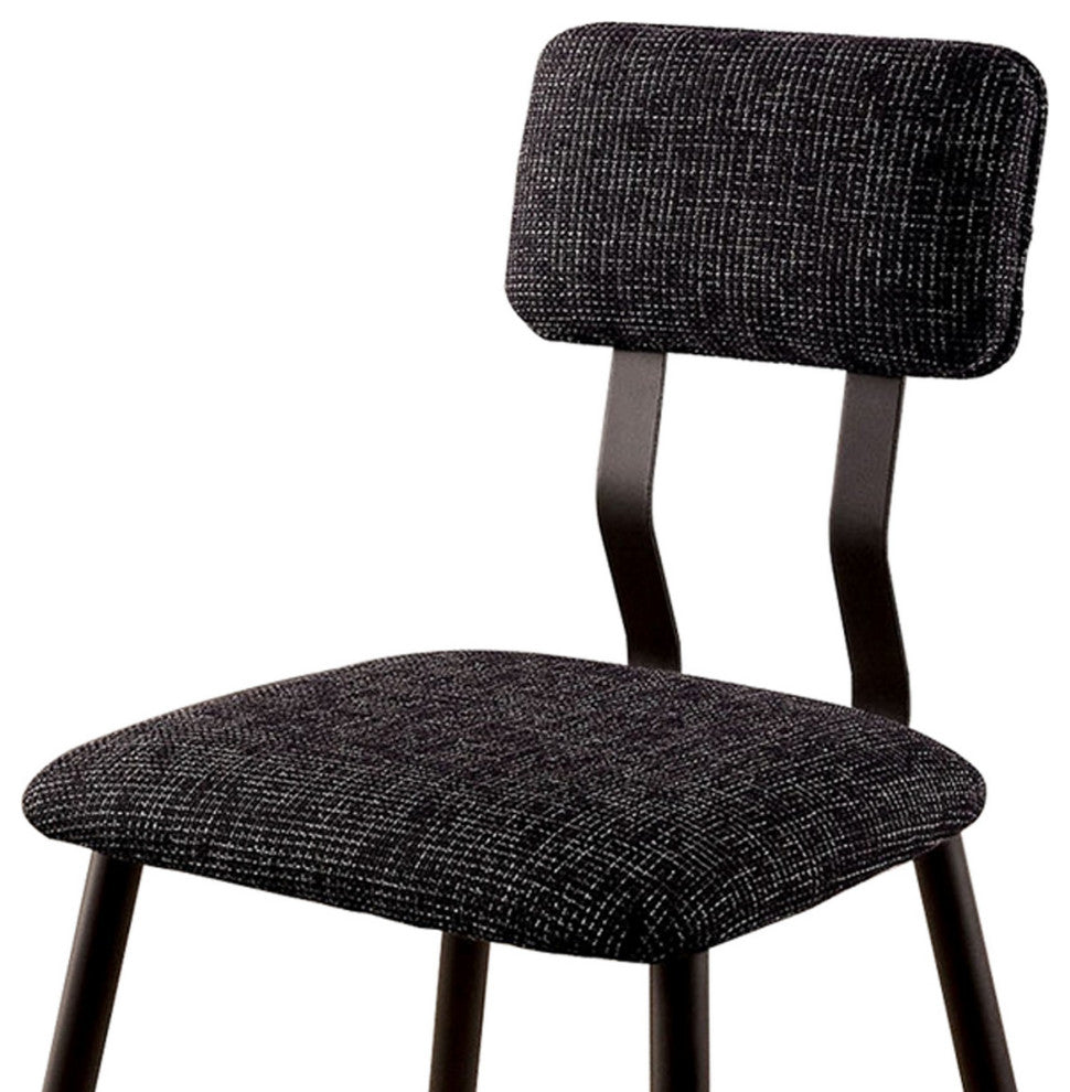 Benzara BM230600 S/2 Fabric Counter Height Chairs, Angled Metal Legs, Black