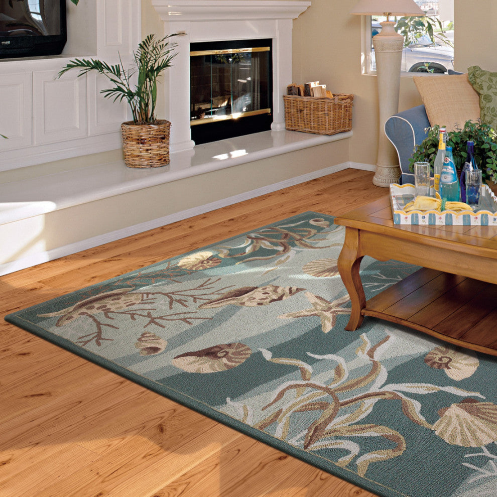 KAS Sonesta 2003 Seafoam Shells Area Rug, 5'x7'6"