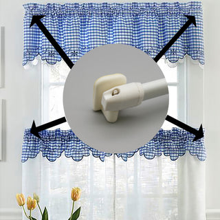 Self Adhesive Hooks Sash Rod Kitchen Curtains Set of 4, White