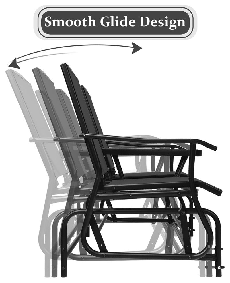 Costway 2 Person Outdoor Patio Double Glider Chair Loveseat Rocking Black