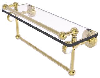 Pacific Grove 16" Twisted Glass Shelf with Towel Bar, Unlacquered Brass