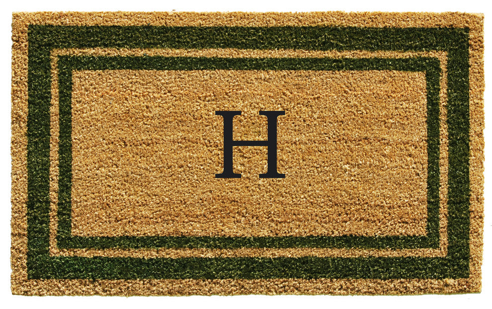 Sage Green Border 18"x30" Monogram Doormat, Letter H