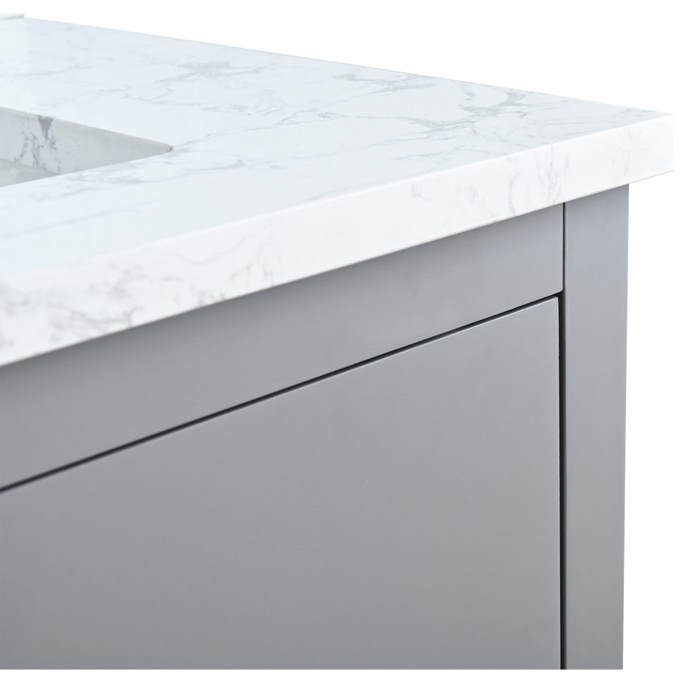 Vanity Art Bathroom Vanity With Sink, Cashmere Gray, 36", Single Sink, Matte Black