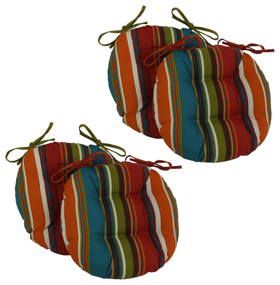 16" Outdoor Spun Polyester Tufted Chair Cushion, Set of 4, Westport Teal