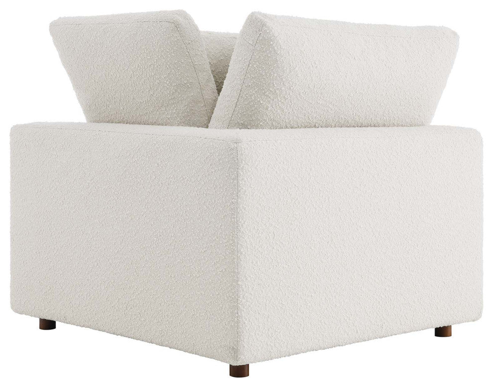 Commix Down Filled Overstuffed Boucle Fabric Corner Chair, Ivory