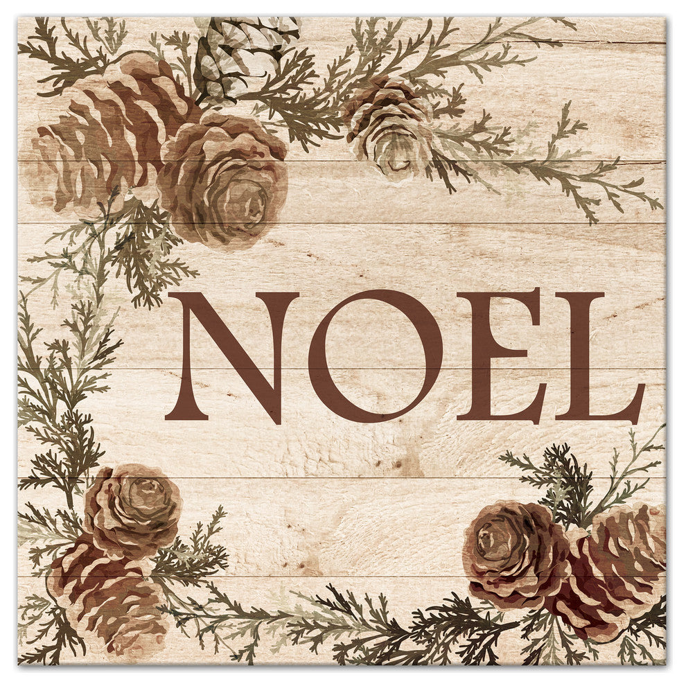 "Rustic Noel" Canvas Wall Art, 16"x16"