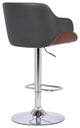Toby Contemporary Adjustable Barstool, Chrome Finish With Gray Faux Leather