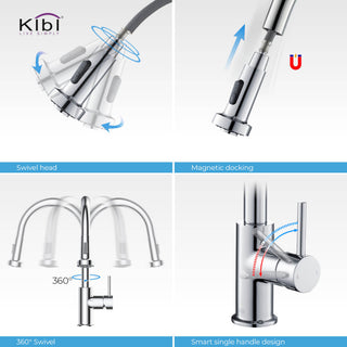 Casa Single Handle Pull Down Faucet, Chrome, W/ Soap Dispenser