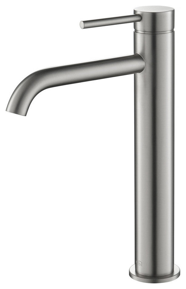 Circular Brass Single Handle Bathroom Faucet KBF1009, Brush Nickel, Without Drai