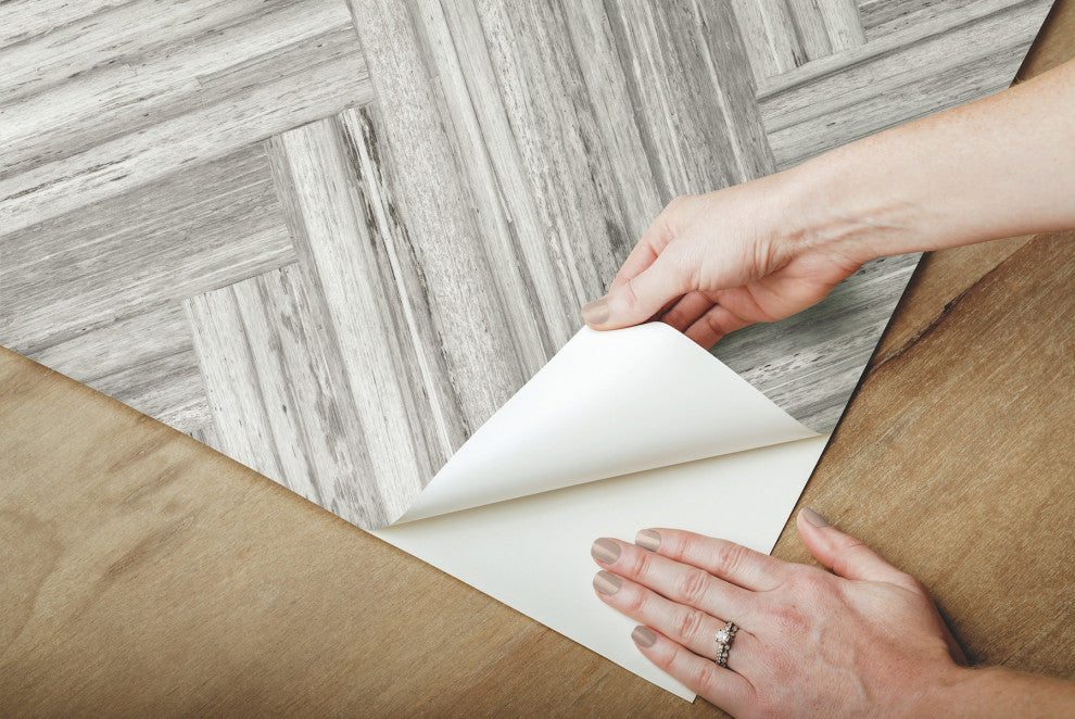 Hermosa Herringbone Blue Peel and Stick Wallpaper