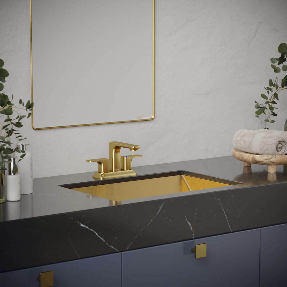 Karran Cinox Stainless Steel Rectangular Undermount Sink, Gold