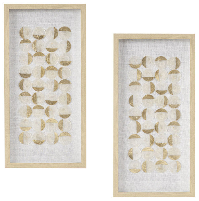 Madison Park Aurelian Emblem Capiz Shells Hand-Painted Detail 2-Piece Wall Decor