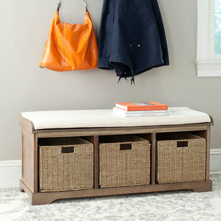Safavieh Lonan Wicker Storage Bench, Gray Wash