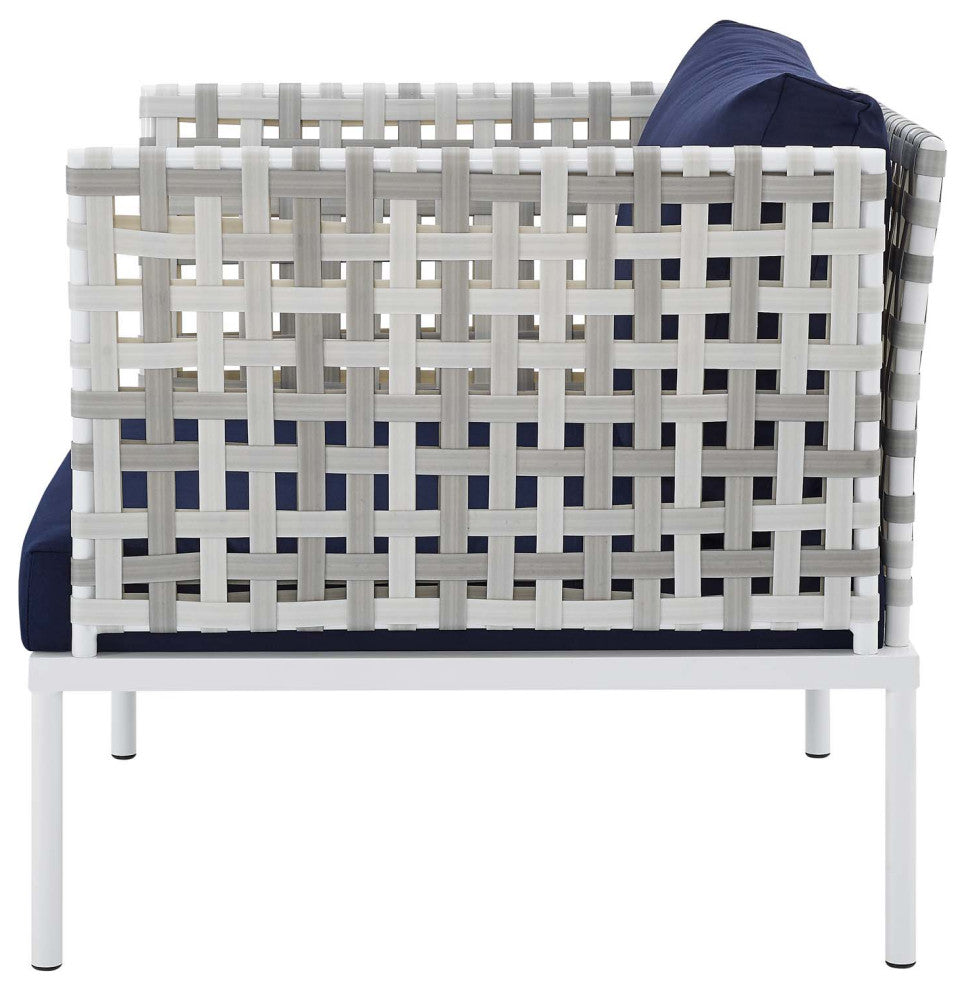 Lounge Chair Armchair, Sunbrella, Aluminum, Metal, Blue Navy, Modern, Outdoor