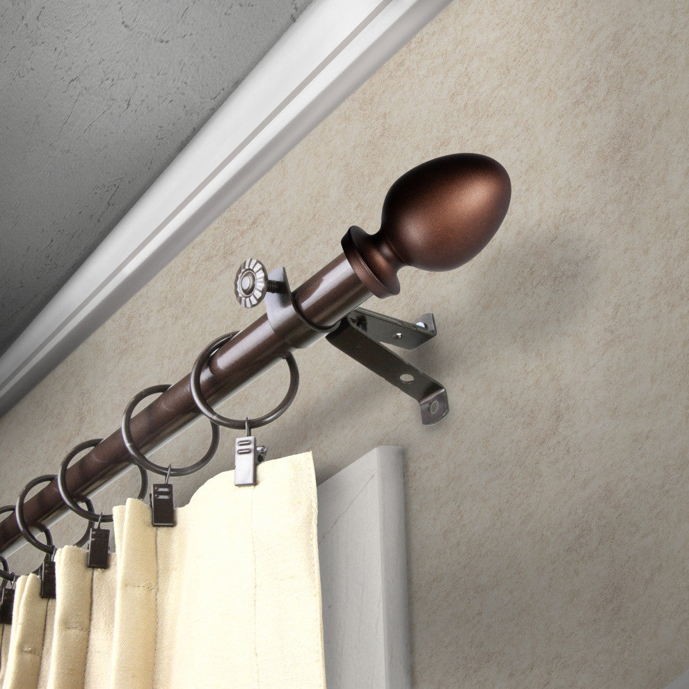 Faye 13/16" Curtain Rod, Cocoa, 28-48"