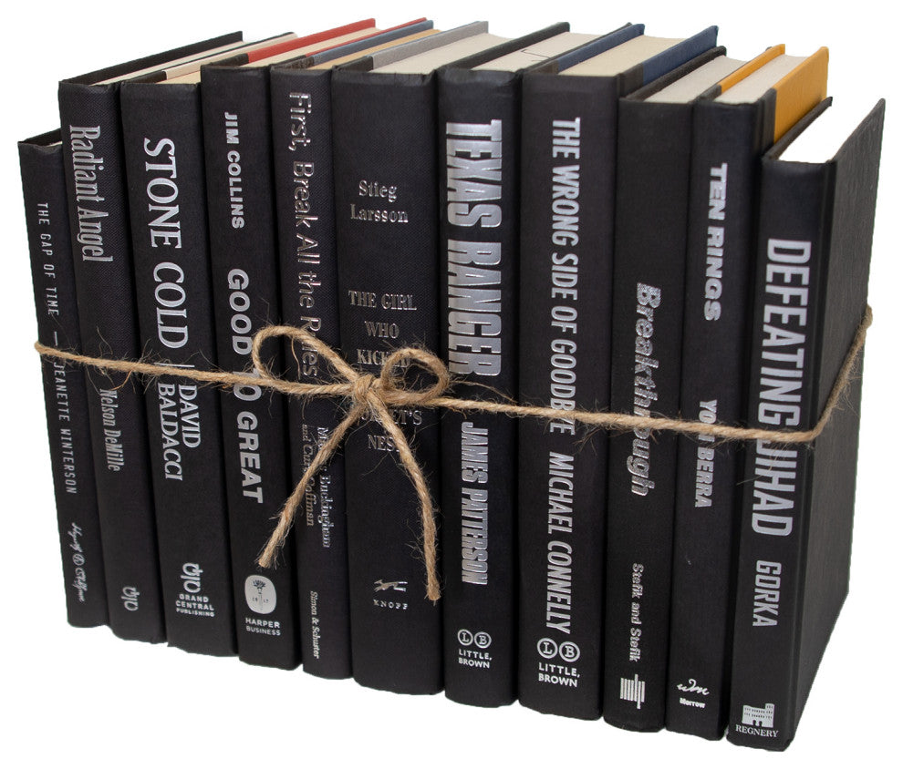 Decorative Books - Onyx & Silver Book Bundle - 1 foot of Black Books