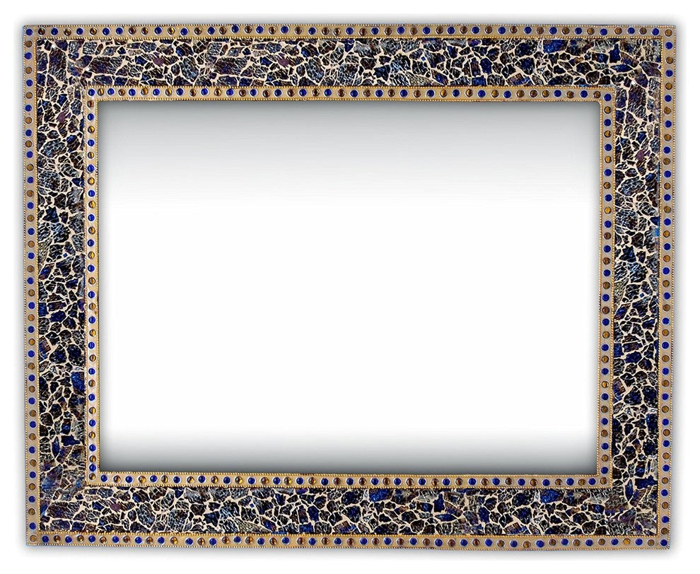 Crackled Glass Decorative Wall Mirror, 30"x24", Fired Gold