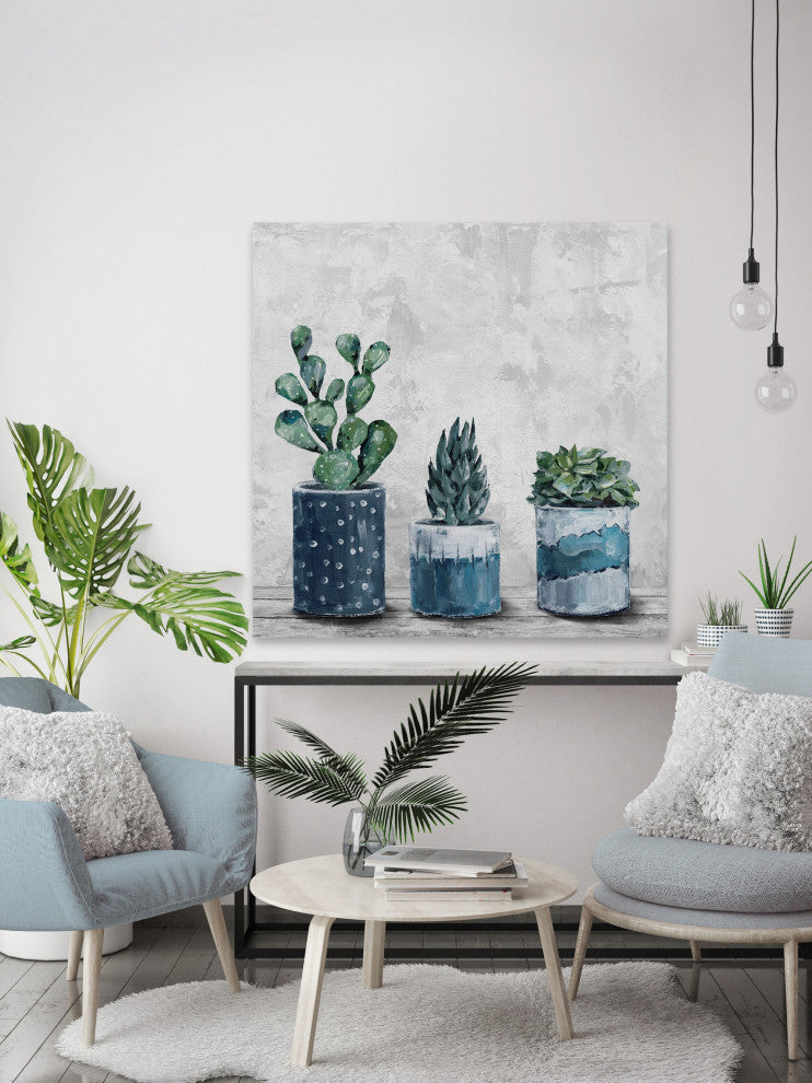 "Succulent Frost" Painting Print on Wrapped Canvas