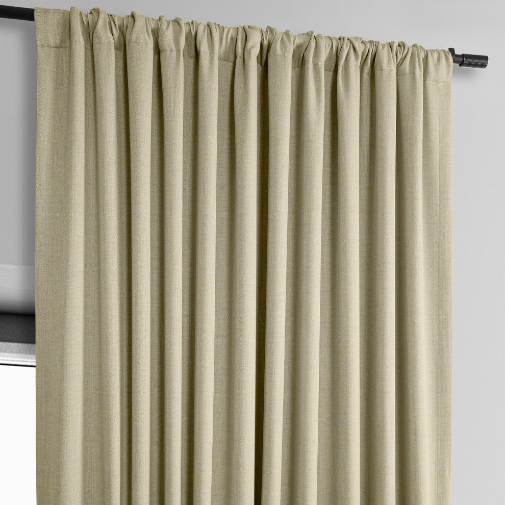 Faux Linen Extra Wide Curtain Panel, Thatched Tan, 100x96